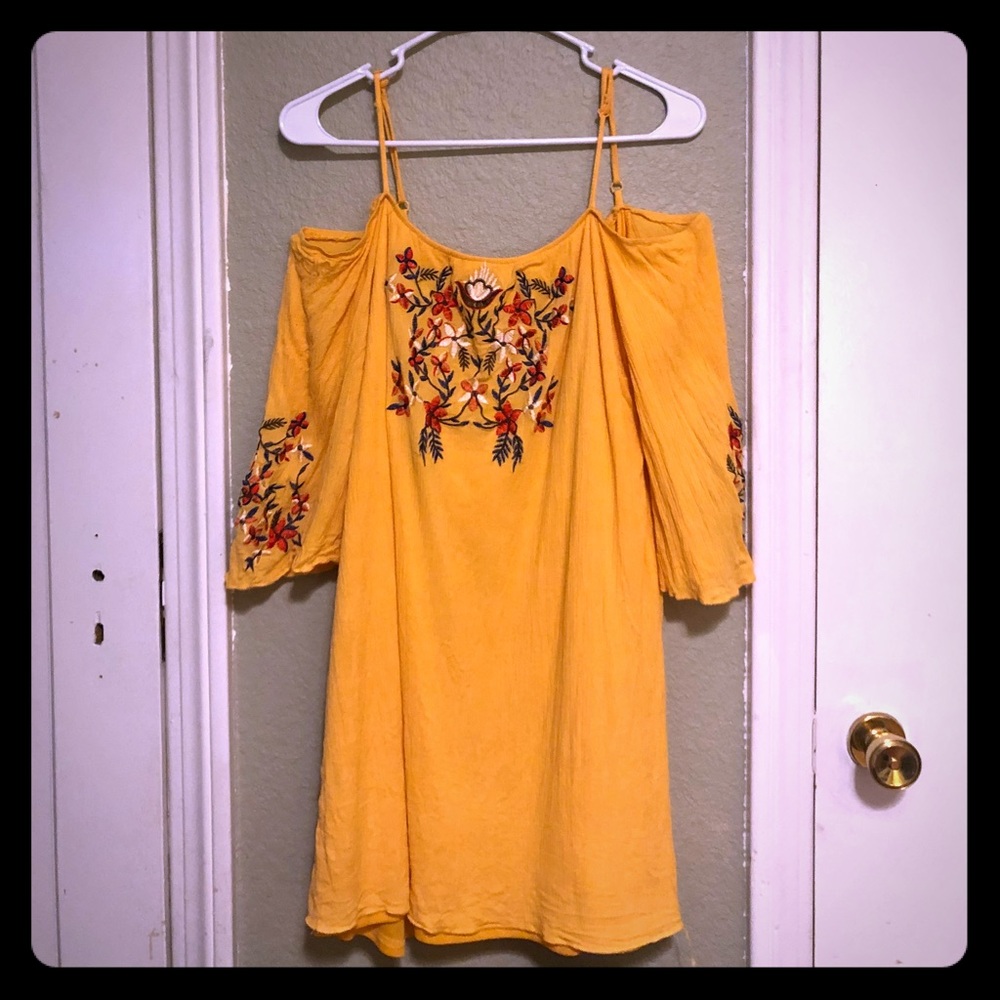 Yellow Floral Embroidered Dress